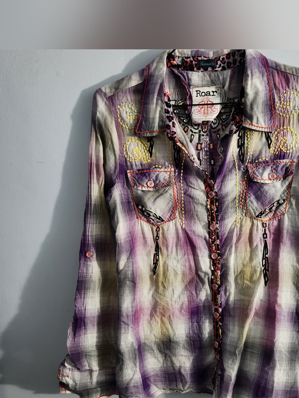 Roar Plaid Shirt XL Purple Native Song